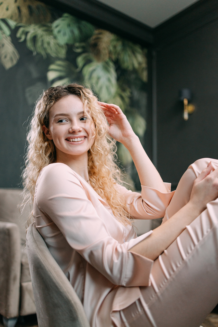 Blonde Woman with Curly Hair 